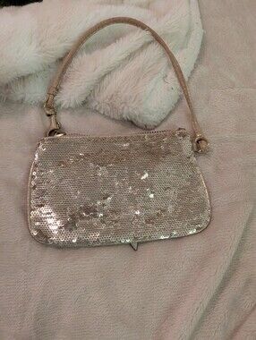 Coach Sequin Wristlet Clutch in Champagne Gold